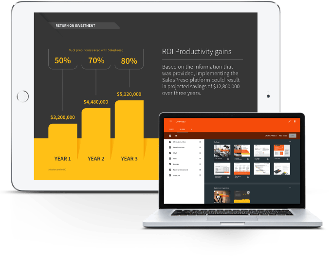SalesPreso interface on iPad and Desktop