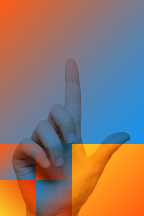 Hand touching screen